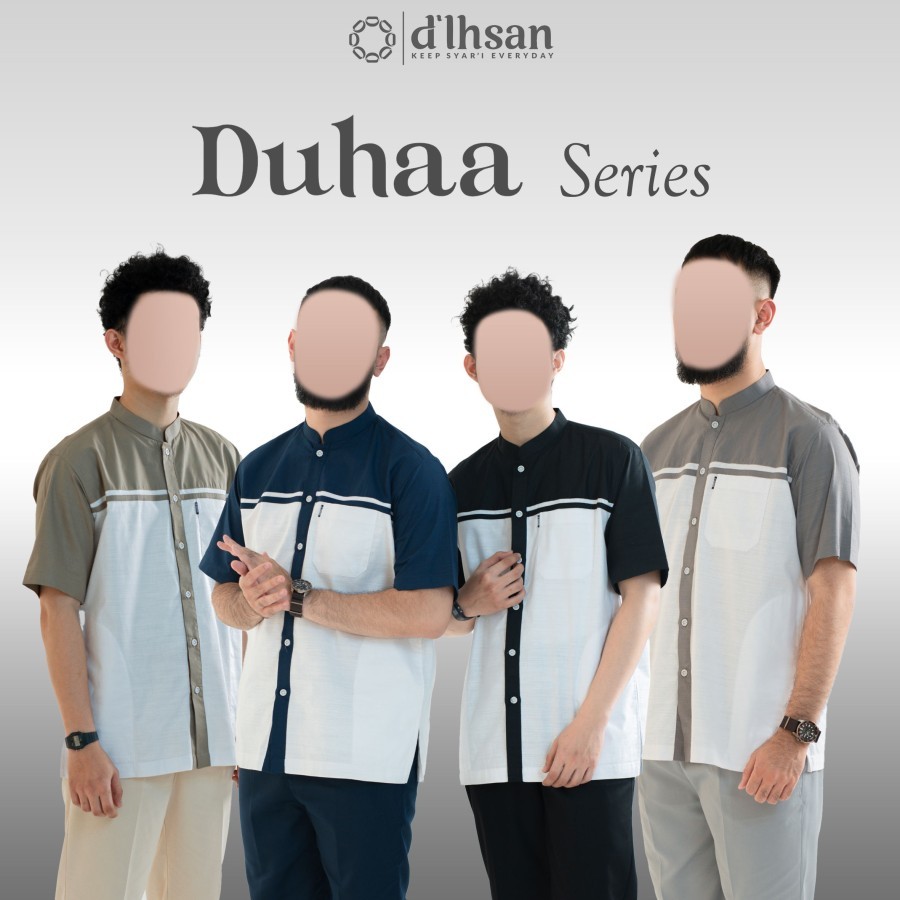 D'Ihsan Koko Duhaa Series Baju Muslim Pria Lengan Pendek Bahan Katun Linen Nyaman dan Premium - Salm