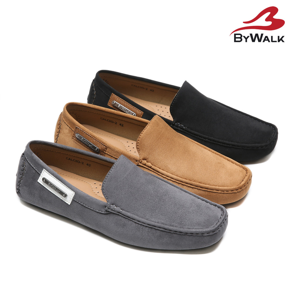 BYWALK CALCIO2 Sepatu Loafers Pria Formal Casual Moccasin Slip On Kerja Bludru Hitam