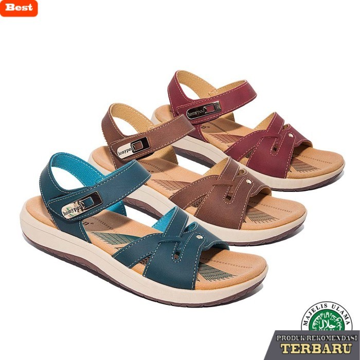 sandal wanita trend sekarang Homyped Hijabers Liora TN46 Sepatu Sandal Tali Wanita - Coklat , 39