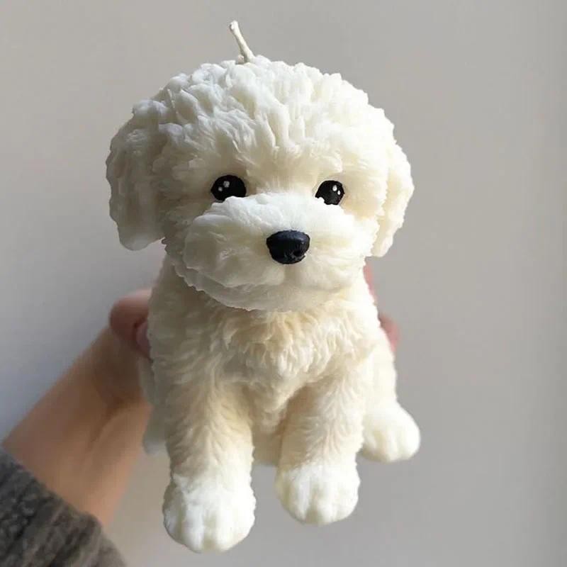 

Teddy Dog Candle Mold Cute Puppy Dog Cat Animal Shape Handmade Aroma Plaster Soap Silicone Mold DIY Home Decoration Tools