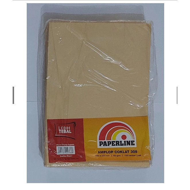 

Paperline - Amplop Coklat Paperline 308 195X275MM Isi 100 lembar - Amplop Coklat Paperline