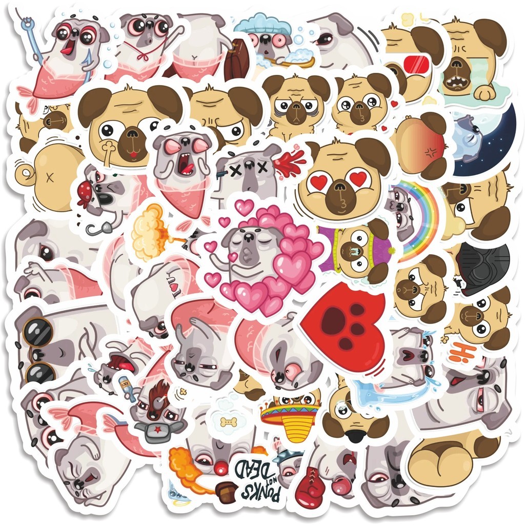 

COD 50 Pcs Stiker Cute Pug Funny Dog V2 Lucu Anti Air Untuk Dekorasi Notebook Sepeda Skateboard Handphone