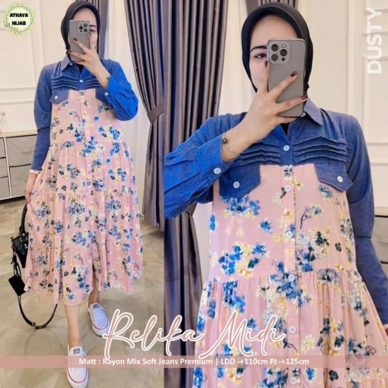 Relika Midi Dress by Athaya Realpict 4 Warna