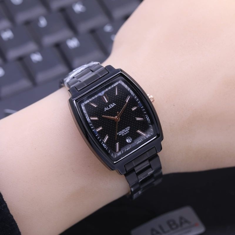 TERBARU Jam Tangan Wanita Terbaru Alba Mode Oval Tanggal On Tali Rantai Solid JAM TANGAN WANITA TERB