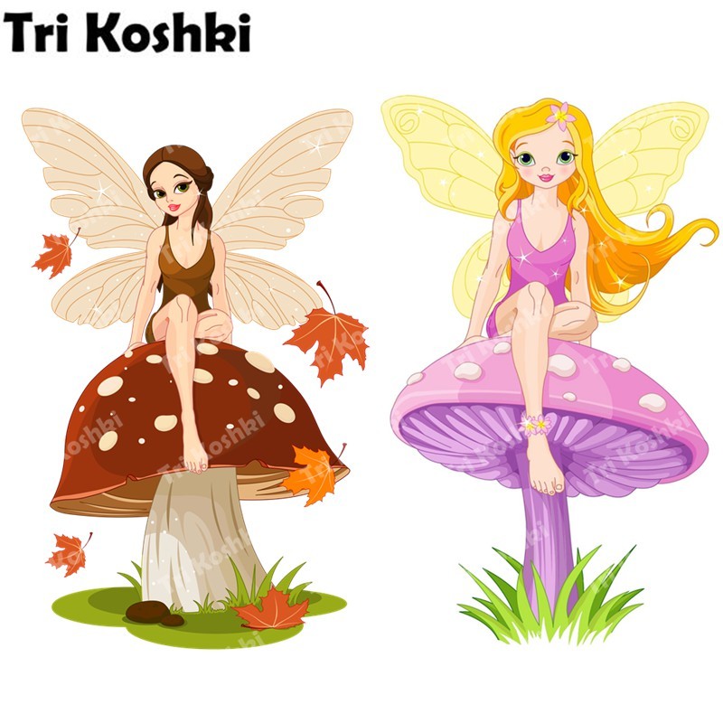 

Tri koshki RC095 Autumn Fairy and Mushroom Child Wall Sticker Decal Home Decoration Kids Girl Room Children Self-adhesive