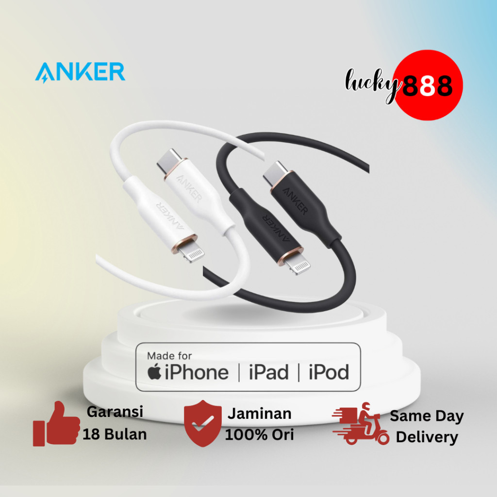 Kabel Charger Anker MFI Iphone 11 12 13 14 PowerLine III Flow USB-C to Lightning iPhone 3ft (0,9M)