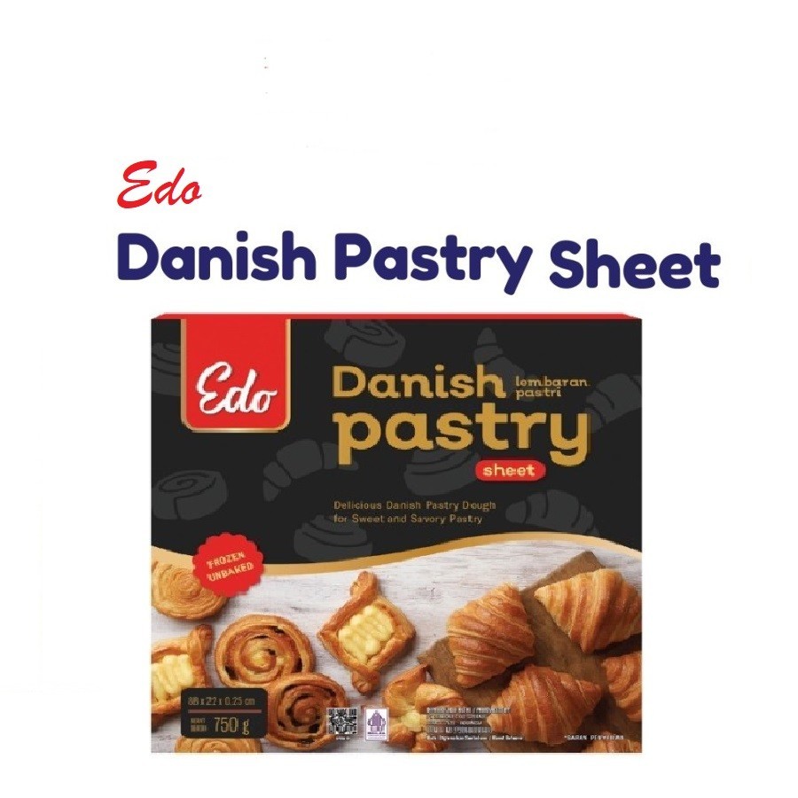 

Kulit danish denis pastry pastri Cromboloni sheet frozen instant Edo Siap Pakai 750 Gram (Satuan)