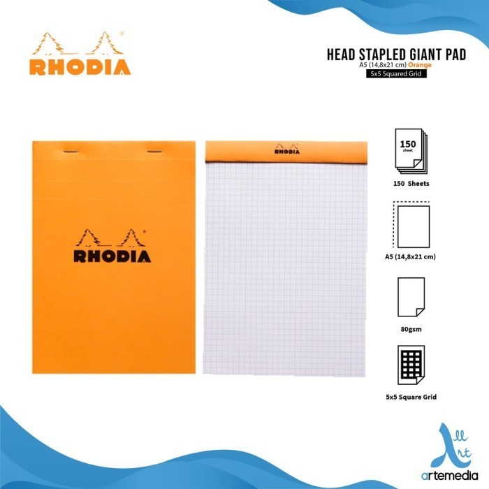 

\NEW/ Buku Catatan Rhodia A5 Head Stapled Giant Pad N15 Notepad