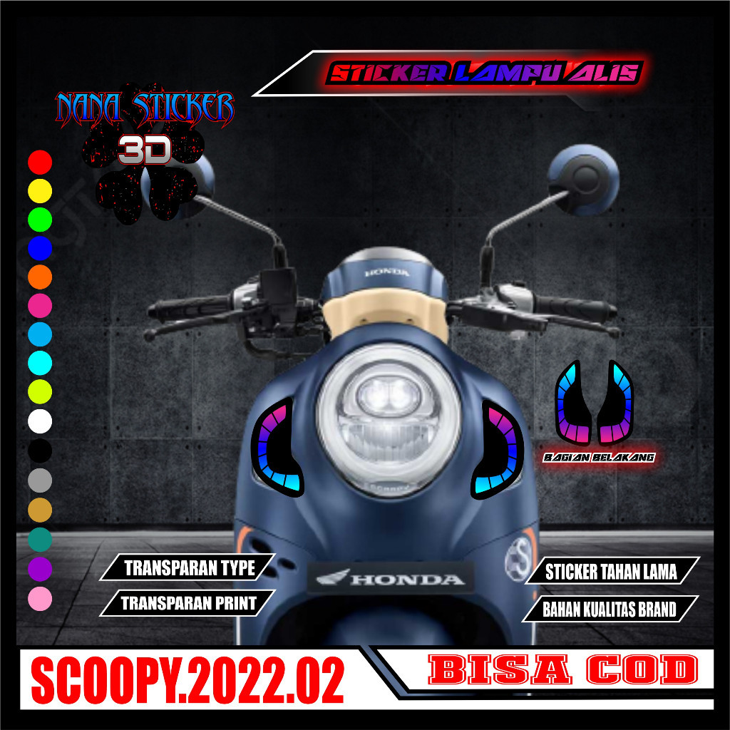 STIKER VARIASI LAMPU ALIS MOTOR HONDA SCOOPY NEW 2021 2013 Nana 02