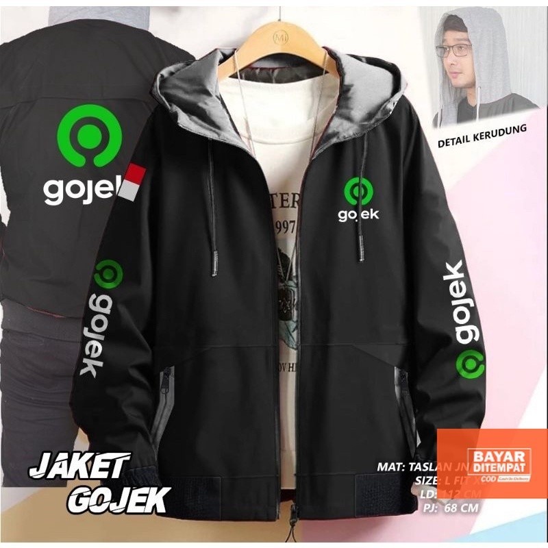 JAKET PRIA BOLAK BALIK KEREN BOMBER HOODIE SABLON GOJEK / GRAB