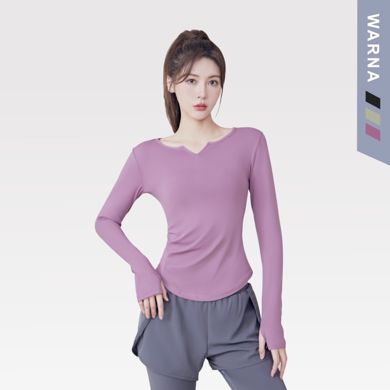 YOUMI Baju Atasan Olahraga Wanita Lengan Panjang Model V-Neck YM078