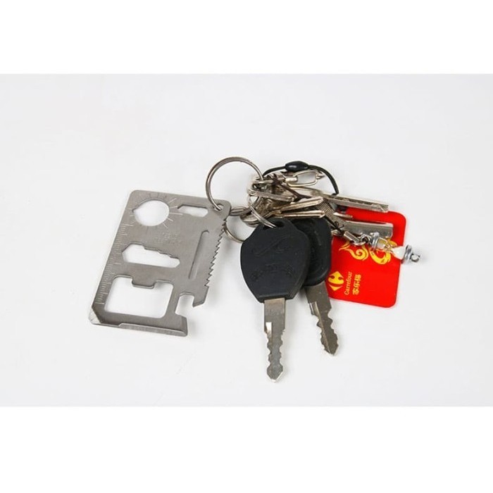 Pisau kartu survival outdoor kit 11 in 1 multi fungsi steel kartu