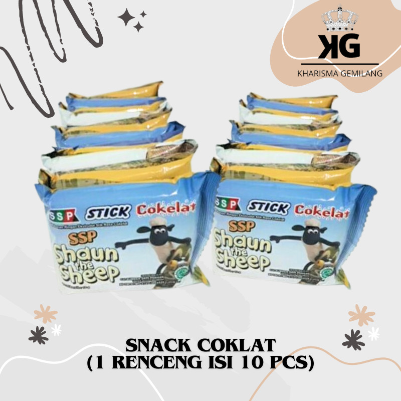 

KG - SHAUN THE SHEEP 5 Gram (1 Renceng Isi 10PCS) Snack Chiki Stik Cokelat Manis Coklat Makanan Anak SD