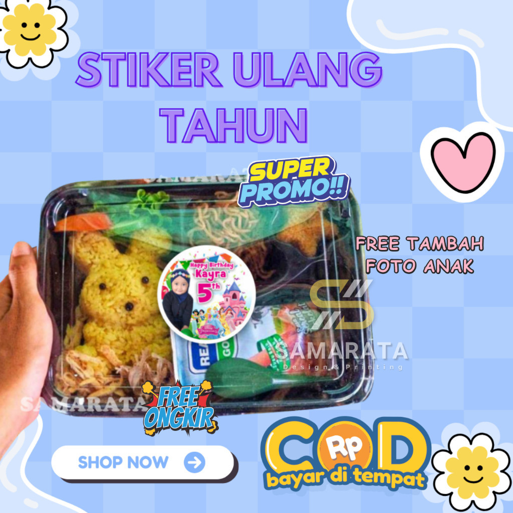 

Stiker Ulang Tahun Anak Stiker Bento Ulang Tahun Anak Custom Foto Stiker Tasyakuran Aqiqah Tedhak Siten (MODEL A)