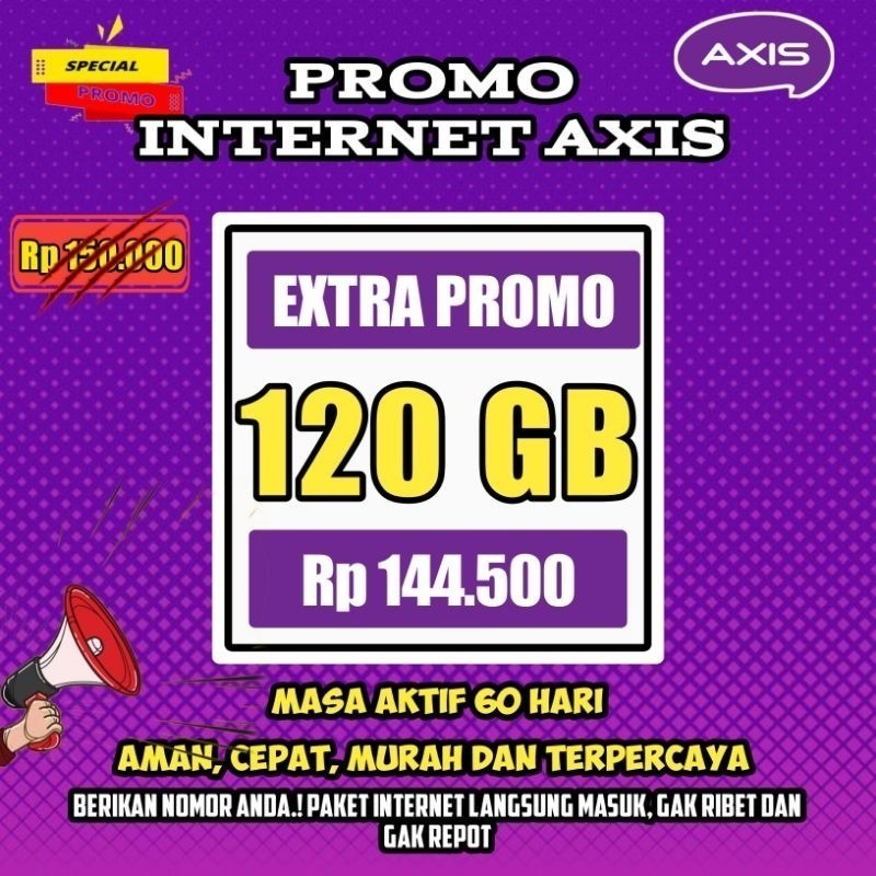 KUOTA AXIS BRONET 120GB PROMO PAKET INTERNET AXIS