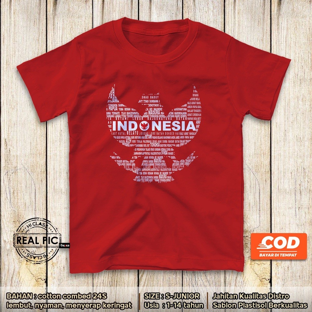 KAOS DISTRO ANAK GARUDA | KAOS DISTRO PLASTISOL COMBED 24 S 100% KATUN | PAKAIAN ANAK UMUR 1-14 TAHU
