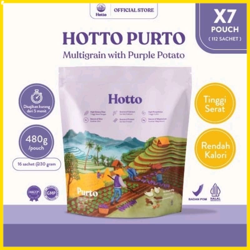 

7 POUCH Hotto Purto Multigrain with Purple Potato (isi 112 Sachet) FLIMTY STORE ORI