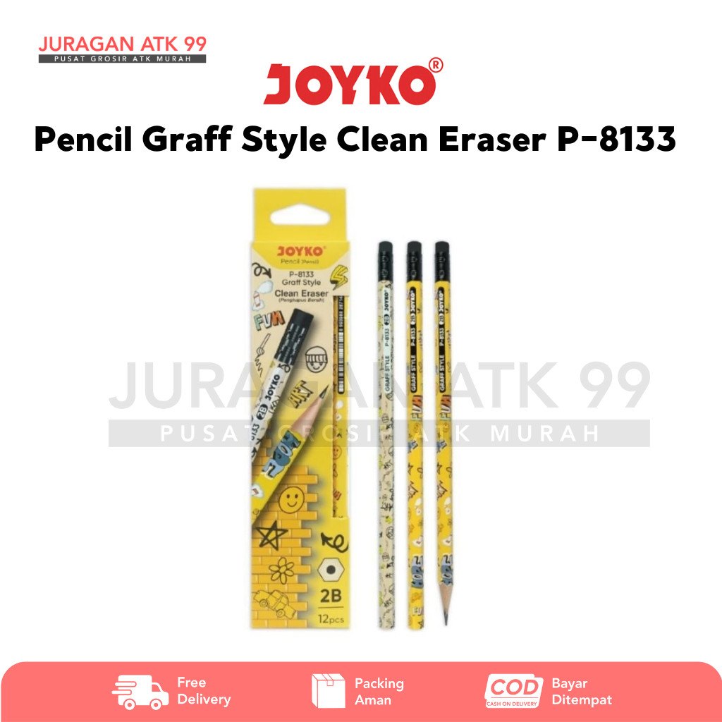

Pensil Joyko 2B Graff Style Clean Eraser P-8133 (1Pack Isi 12pcs)