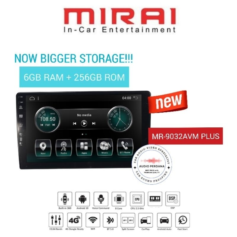 Head Unit Android Mirai MR 9032AVM PLUS 9032 AVM CAMERA 360 3D Ram 6GB Rom 256GB