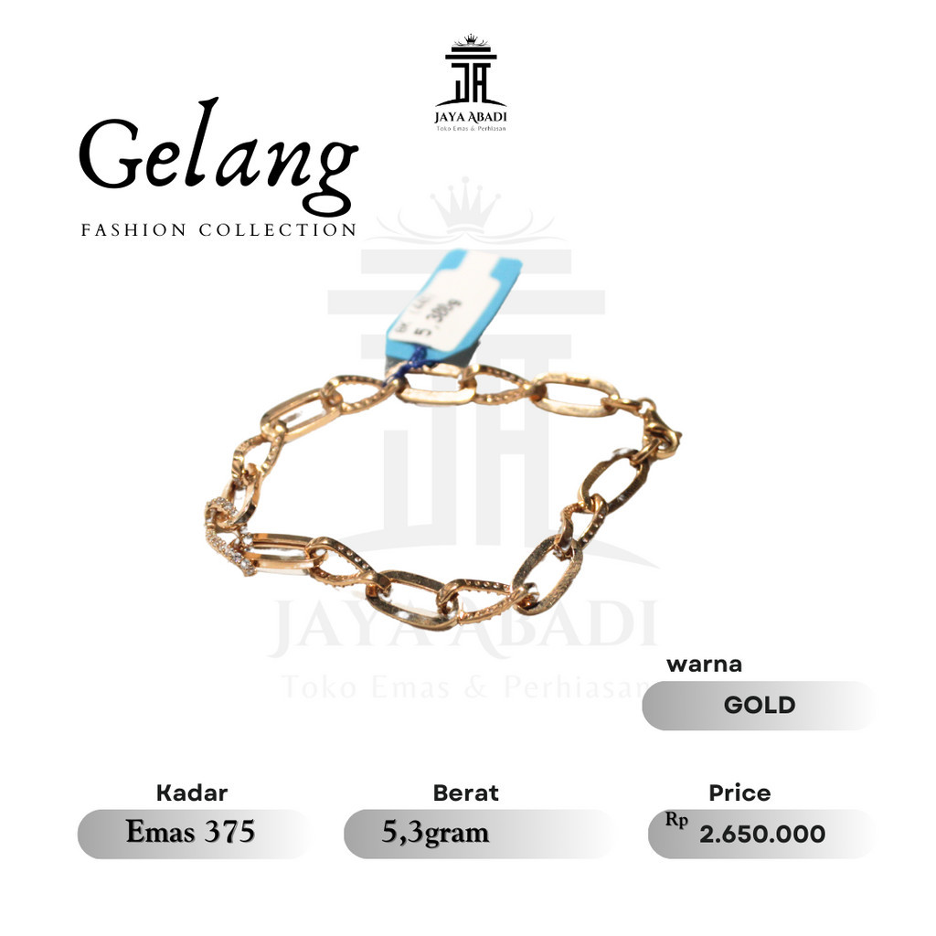 Gelang Emas Kadar 375 Fashion Perempuan Wanita Terbaru