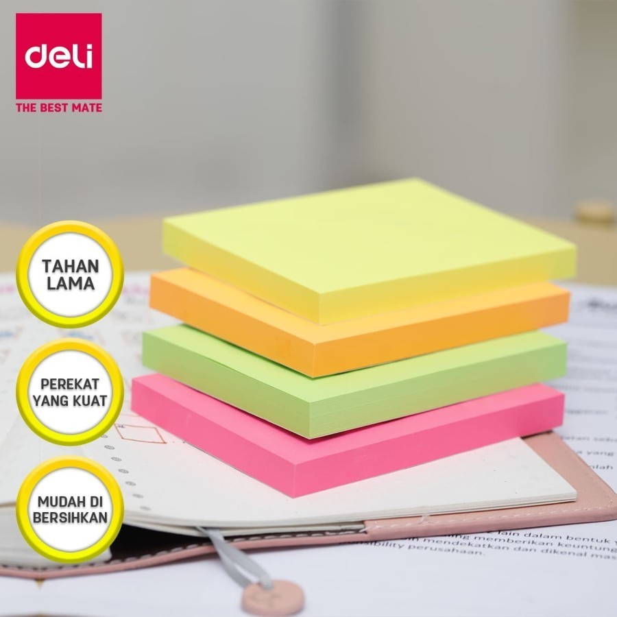 

Deli Sticky Notes 1 Warna Neon 76x101mm 100Sheets - EA02402