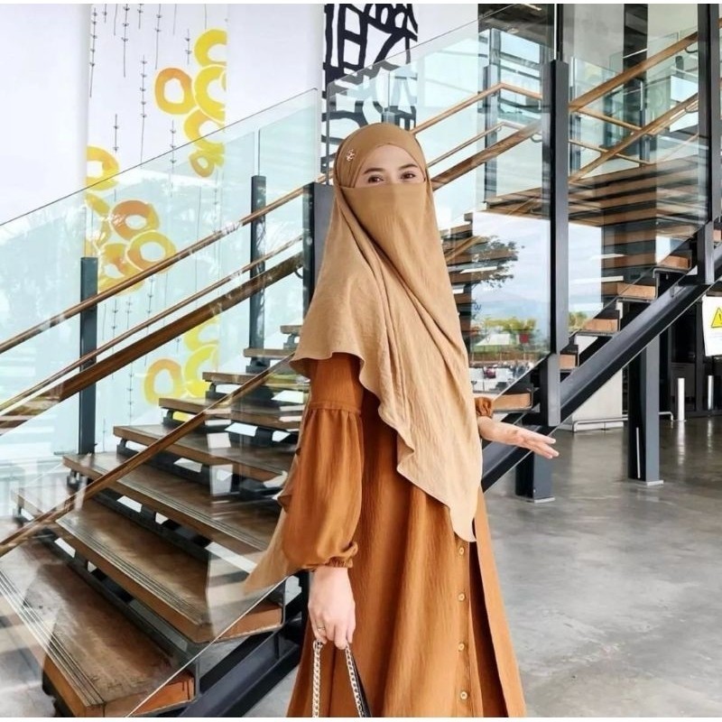 Yoora French Khimar Crinkle Hijab OLIVE by Yoora Sarah