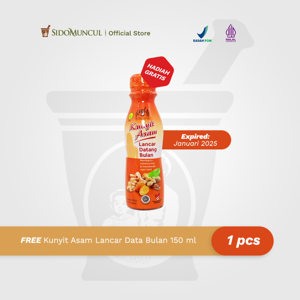 

Free Sido Muncul Kunyit Asam Lancar Datang Bulan Haid Botol 150 ml (Near Expired Date)