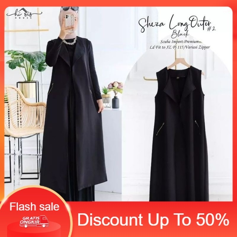 PROMO OUTER Terbaru Outher Long Tunik/Tunik Rompi Panjang/Rompi Blazer/Rompi Cardigan/SHEZA LONG OUT