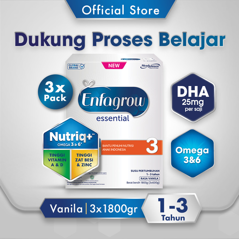 Enfagrow Essential 3 Susu Formula Anak 1 - 3 Tahun 1800 gr x 3