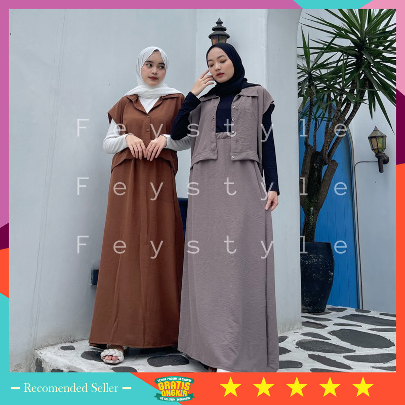Gamis wanita lebaran Premium Model terbaru 2024 / ONE SET ROK VICTORIA