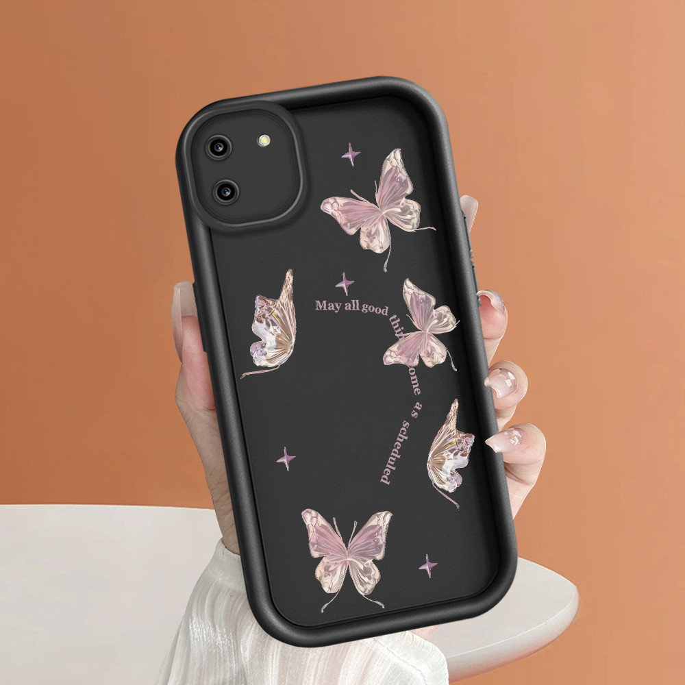 Compitable With  Realme C11  Cassing Softcase Handphone Kesing Phone Case Soft Hp Kartun Pink Star B