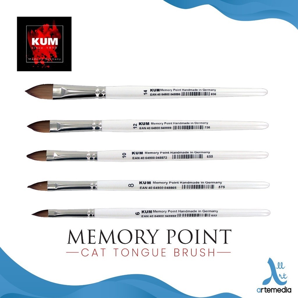 

KUM Memory Point Cat Tongue Synthetic Brush Short Handle Kuas Lukis