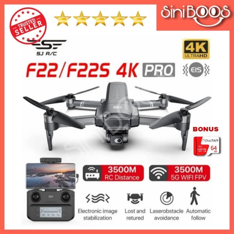 SJRC F22 F22S 4K PRO GPS Drone dengan Wifi FPV 4K HD