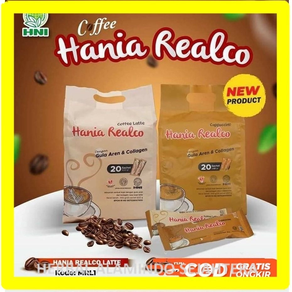 

HANIA REALCO LATTE & CAPPUCINO isi 20 - Minuman serbuk kopi dengan gula aren dan kolagen | Bisa Bayar COD - HNI HPAI BPOM PROIDUK DIJAMIN ASLI MYK AS04