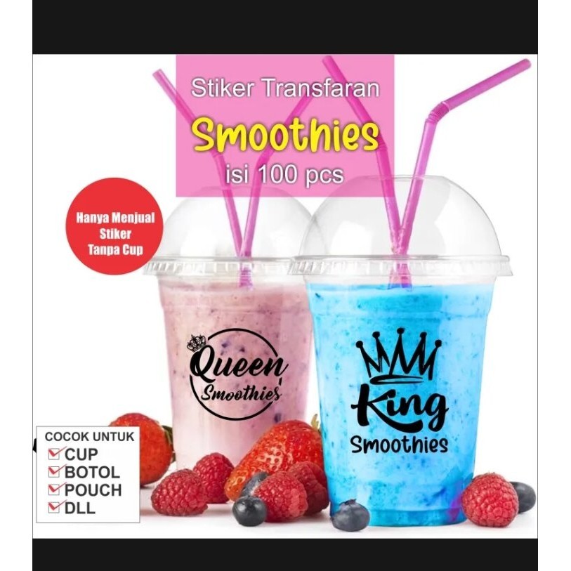 Stiker minuman drink transparan Smoothies 100pcs