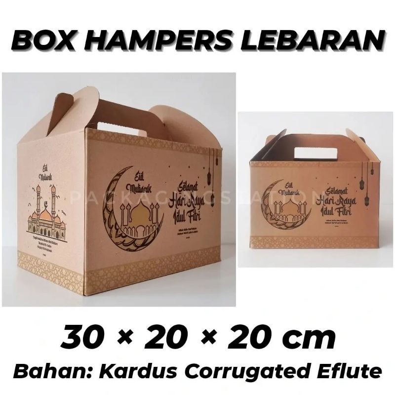 (MIN ORDER 5 PCS) KARDUS BOX HAMPERS LEBARAN IDUL FITRI 30x20x20 / GABLE BOX / DUS HANDLE / DUS JINJ
