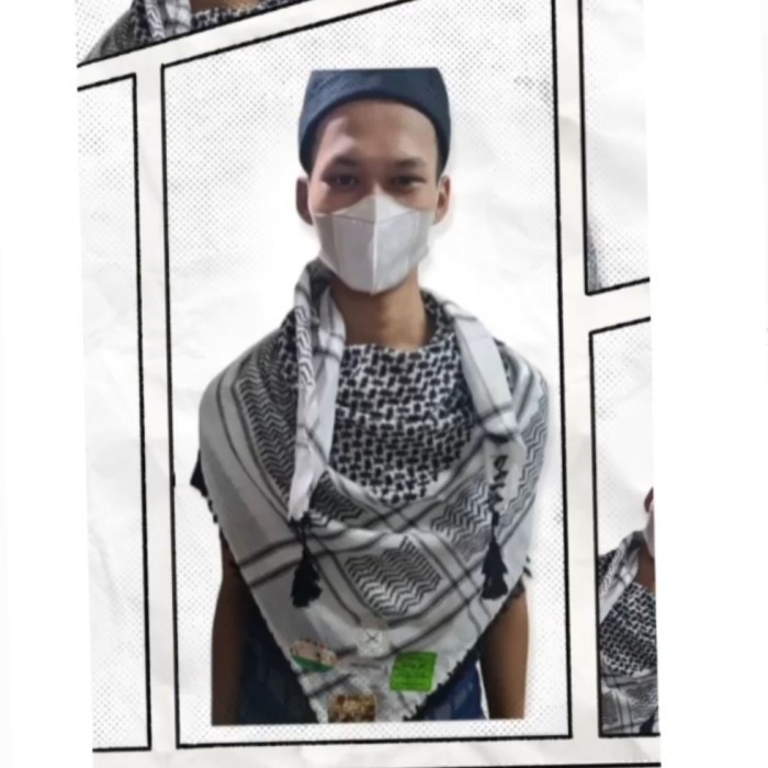 Sorban India Arafat Hitam Putih / Sorban Putih Kotak - Hitam-Hitam