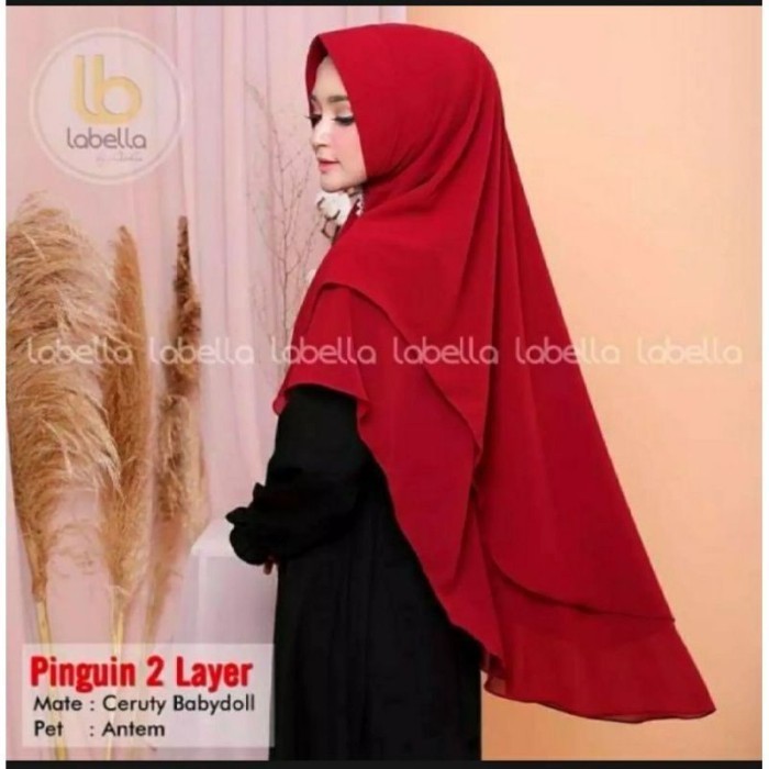 Oval Hijab Jilbab Kerudung Khimar Sar'i Jumbo Instan 2 Layer