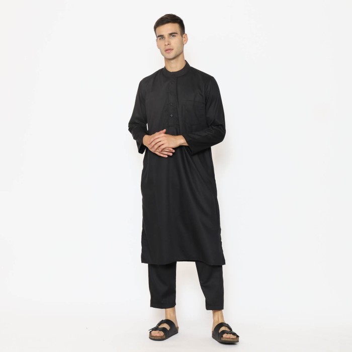 Mark Gamis Pria Setelan / Baju Muslim Pria Setelan / Gamis Toyobo Fodu P.02 - Hitam, XXL
