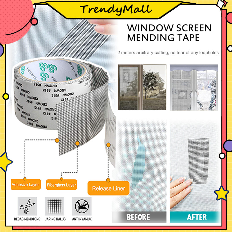 

Lakban Penambal Lubang Kawat Jaring Nyamuk 2 Meter /Lakban Jaring Anti Nyamuk Repair / Mosquito Screen Net Tape Repair Roll/ Perekat Kasa Anti Serangga 2M Serbaguna