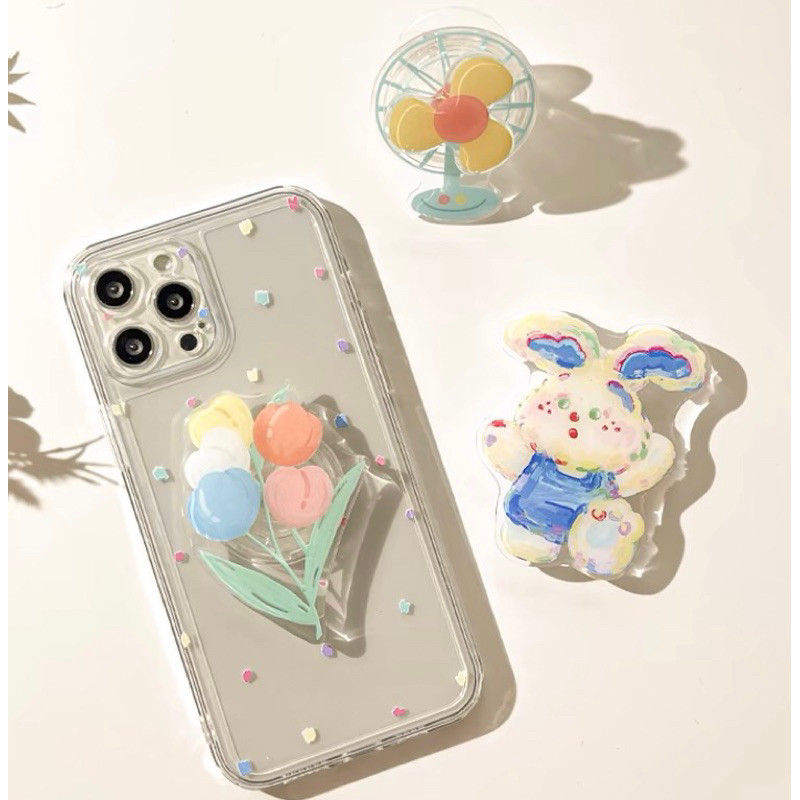 BISA COD POPSOCKET ACRYLIC FLOWER SERIES / POP SOCKET BUNGA TULIP KELINCI / PHONE HOLDER HP KOREAN S