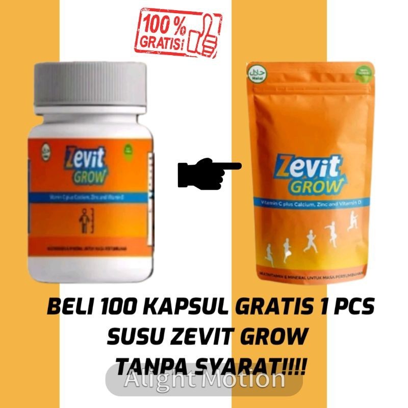 ZEVIT GROW - PENINGGI BADAN TERBAIK NOMOR 1 - OBAT PENINGGI BADAN PALING LARIS - PAKET HEMAT ISI 20 