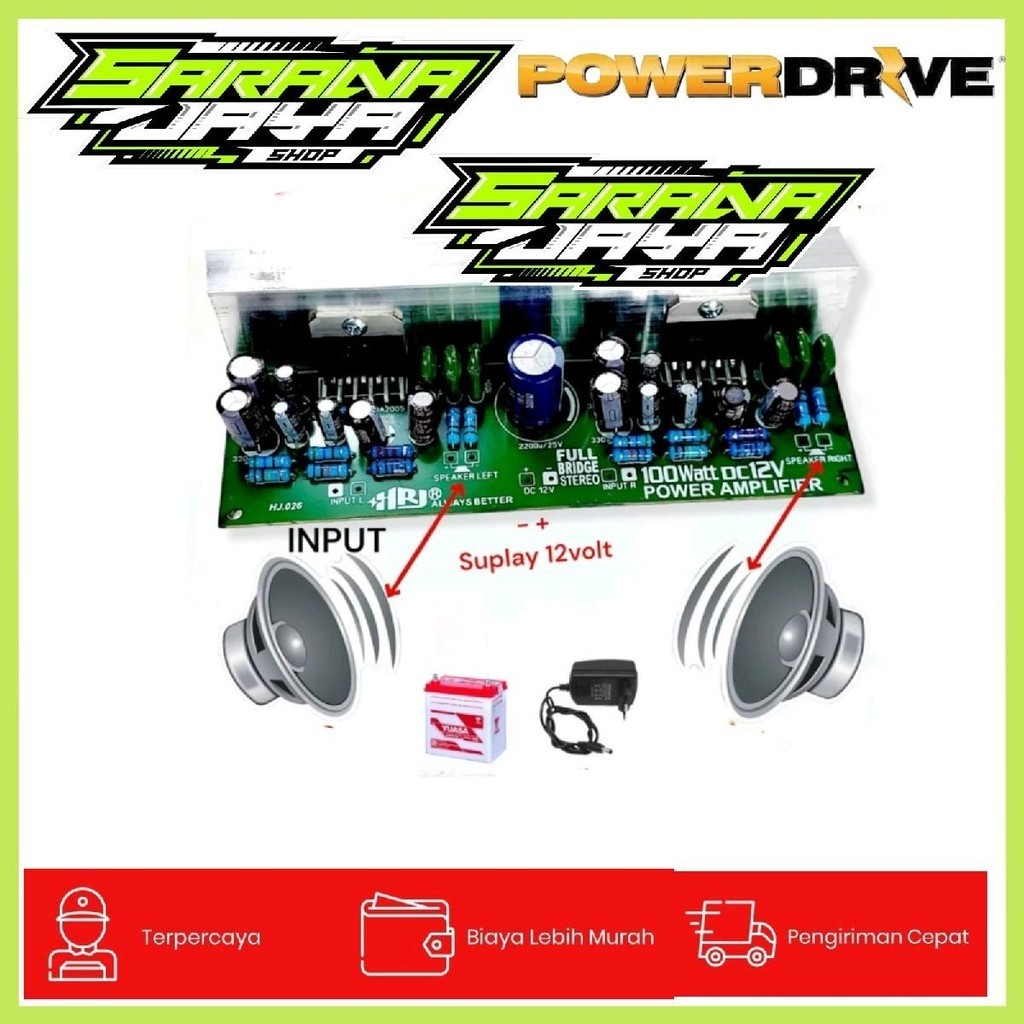 Power ampli TDA 2005 DC 12v stereo 100watt dobel specker