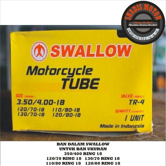 Ban Dalam Motor Merk Swallow Ukuran 350/400 ( 120/70 110/80 130/70 120/80 ) Ring 18