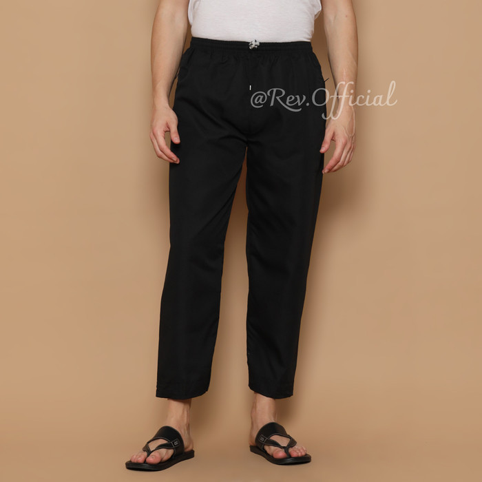 Promo Lebaran- Celana Sirwal Pria Twill Hitam Perlengkapan Haji Dan Umroh - Hitam, M