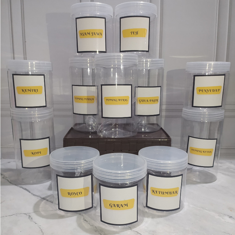 COD Toples Bumbu Dapur Set Aesthetic free label stiker nama bumbu bahan plastik 1000ml dan 500 ml