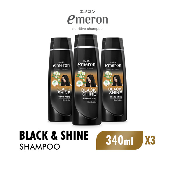 Emeron Shampoo Black &amp; Shine Botol 340 ml x3