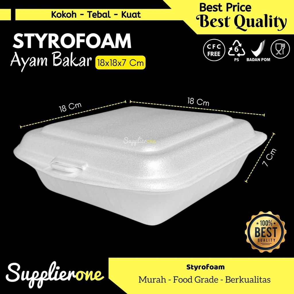 Styrofoam Ayam Bakar / Styrofoam 18x18x7 Cm / Sterofoam Makanan / Styrofoam Box Makanan / Sterofoam 