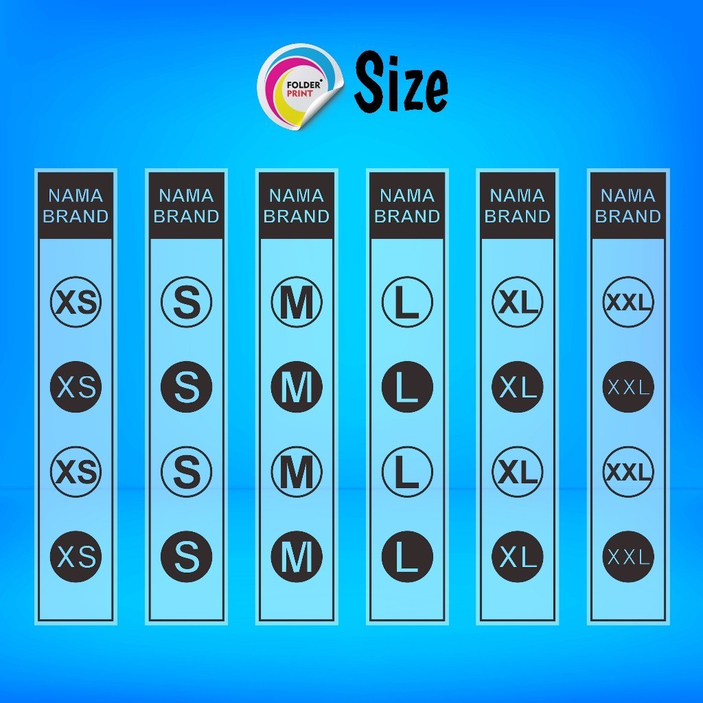 Stiker Ukuran Baju Label Size Custom Design Custom Kualitas Premium