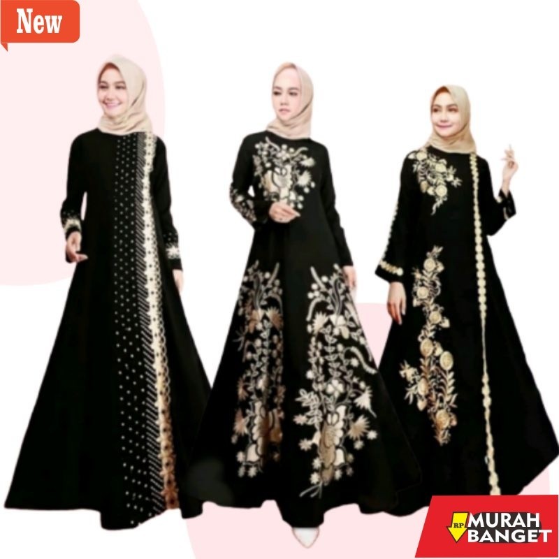 abaya lebaran ala Turkey- GAMIS ABAYA HITAM TURKEY BORDIR ARAB SAUDI ELEGAN MODEL TERBARU MEWAH JUBA